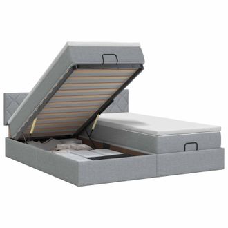 vidaXL Letto Ottomano Con Materasso 2 Pz Grigio Chiaro Tessuto Vidaxl
