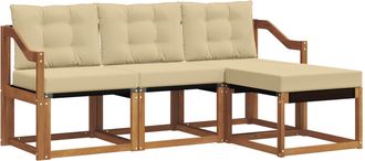 vidaXL Conjunto De Sof&aacute;s De Exterior 4 Uds. Natural Y Beige Vidaxl