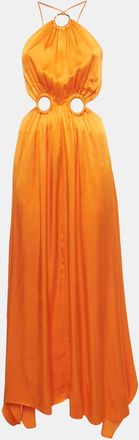 Elliatt Elliatt Orange Satin Ring Detail Asymmetric Maxi Dress