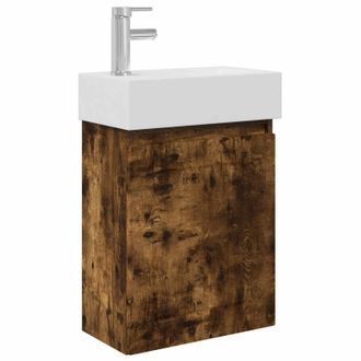 vidaXL M&oacute;dulo De Ba&ntilde;o Con Grifer&iacute;a Roble Ahumado 45,5 X 25,5 X 84 Cm Vidaxl