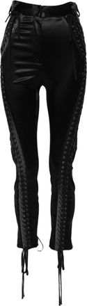 Dolce & Gabbana Womens Black Lace Details High Waist Skinny Pants Acetate Nylon Silk Elastane