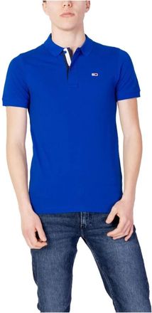 Tommy Jeans Blauwe Polo met Knopen 100% Katoen - Heren - Polos - Blauw - S - Katoen - Tops