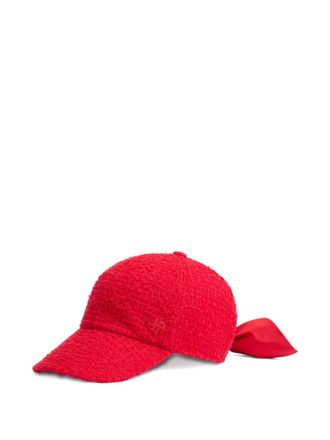 Patou bow tweed baseball cap - women - Wool/Recycled Polyester - M - Red