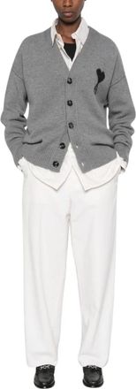 Ami Intarsia V-hals Vest - Dames - Vesten - Grijs - M - Wol - Truien & Vesten