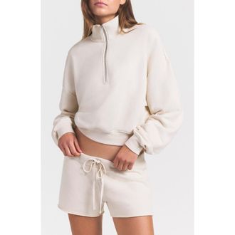 SKIMS Drapey French Terry Half Zip Pullover in Buff at Nordstrom, Size X-Large