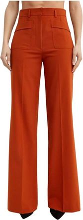 Fay Oranje Palazzo Broek Hoge Taille - Dames - Wijde Broeken - Oranje - S - Katoen - Broeken