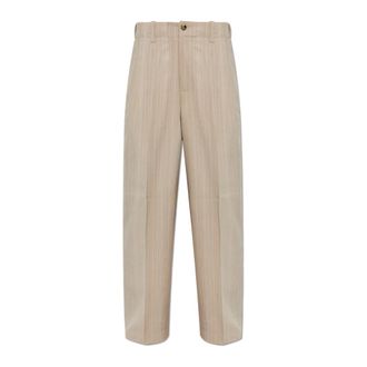 Golden Goose Straight Trousers, male, Beige, Size: S Pinstripe Trousers