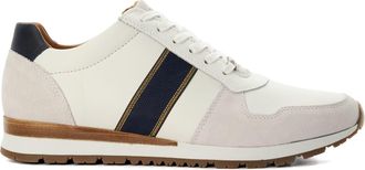 Dune London Mens Treck Stripe-Detail Runner Trainers Size UK 10 Flat Heel White