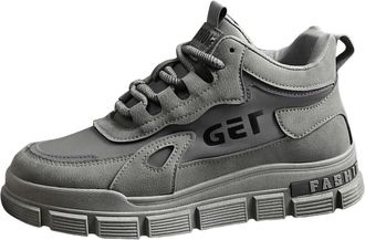 Generic Mens Board Shoes High-Top Flat Bottom Canvas Trainers Light Solid Color Fashion Casual Shoes Lightweight Comfortable Sports Shoe for Board Spring Summ