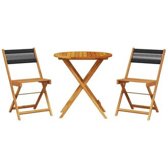 Berkfield Home 3 Piece Bistro Set Black Polypropylene & Solid Wood in Tan