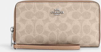 Coach Long Zip Around Wallet With Detachable Card Case In Signature Canvas