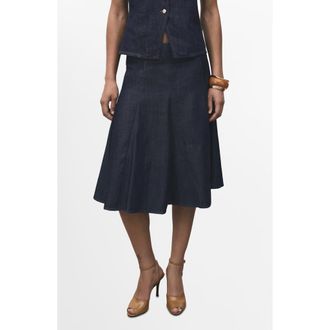 Mango Pleated A-Line Denim Skirt in Open Blue at Nordstrom Rack, Size Small