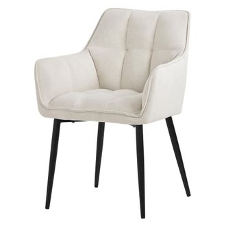ML Design Silla De Comedor De Rizo Con Respaldo Y Reposabrazos Asiento Crema Con Tapizado Grueso Y Patas De Metal Sill&oacute;n Dise&ntilde;o Ergon&oacute;mico Moderno Para Sal&oacute;n, E