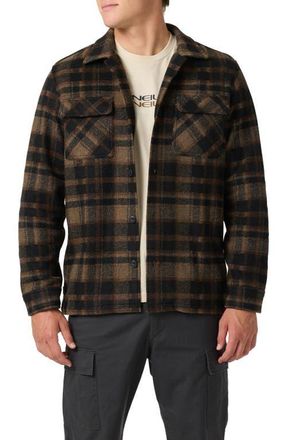 O'Neill OG Lux Plaid Flannel Button-Up Shirt Jacket in Black at Nordstrom, Size Large