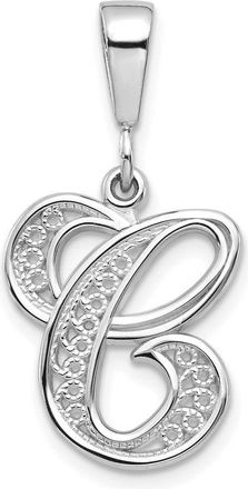 Diamond2Deal 10K White Gold Filigree Initial C Pendant