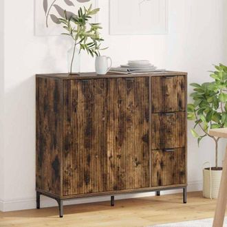 vidaXL vidaXL Credenza Rovere fumo 89.5 x 33 x 82 cm Legno multistrato