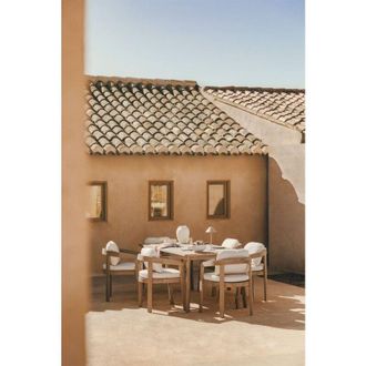 Sklum Sklum - Set De Mesa Rectangular 180x90 Cm En Madera De Acacia Kaela Y 6 Sillas De Jard&iacute;n En Madera De Acacia Uleno