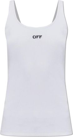 Off-white Sleeveless Tops, female, White, Size: XL Logo Top