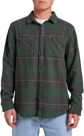 Quiksilver DNA Plaid Cotton Flannel Button-Up Overshirt in Garden Topiary at Nordstrom, Size Xx-Large