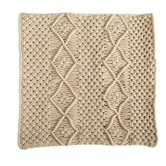 Nearly Natural 16-in Boho Woven Macrame Decorative Pillow Cover in Beige at Nordstrom
