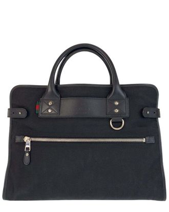 Gucci Black Nylon & Leather Briefcase (Authentic Pre-Loved)