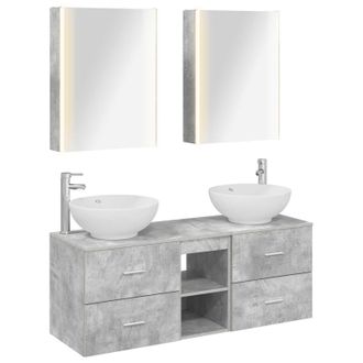 vidaXL Juego De Muebles De Ba&ntilde;o 5 Pcs Gris Hormig&oacute;n Vidaxl