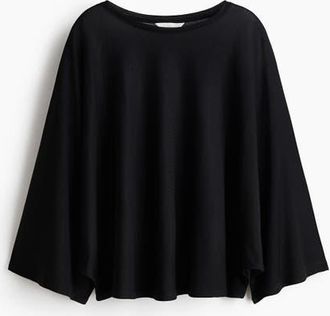 H&M Batwing-sleeved Jersey Top in Black at Nordstrom, Size X-Small