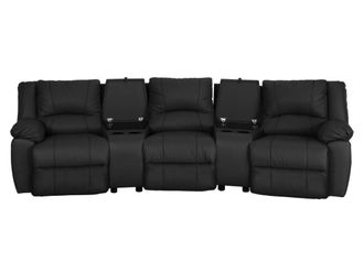 VENTE-UNIQUE.COM Sofá relax piel 3 plazas negro 308x99cm