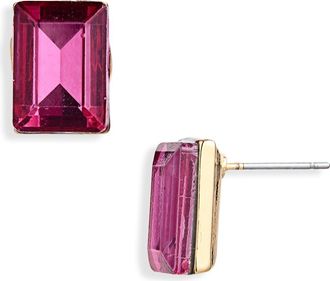 Cara Emerald Cut Stud Earrings in Fuchsia at Nordstrom Rack