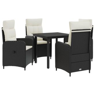vidaXL Juego De Mesa Y Sof&aacute; Con Coj&iacute;n 5 Pcs Negro Y Crema Vidaxl