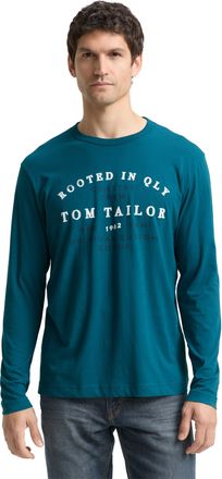 Tom Tailor Langarmshirt TOM TAILOR, Herren, Gr. 3XL, classic petrol, Single Jersey, Obermaterial: 100% Baumwolle, bedruckt, regular fit normal, Rundhals, gerader