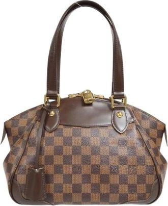 Louis Vuitton Pre-owned Verona Handbag - Dames - Vintage Handtas - Bruin - ONE Size - Tweed - Vintage