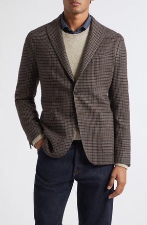 Boglioli K Houndstooth Plaid Wool & Cashmere Double Cloth Sport Coat in Black Brown at Nordstrom, Size 54