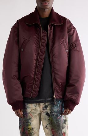 Acne Studios Olievo Technical Bomber Jacket in Burgundy at Nordstrom, Size 38 Us
