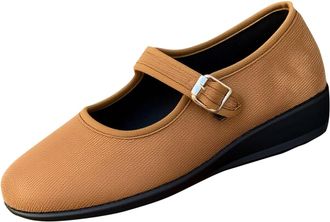 Generic Womens Mary Jane Shoes Breathable Casual Pumps Shoes Round Toe Stylish Low Wedge Heel Lightweight Classic Comfortable Walking Shoe Work Holiday Brown