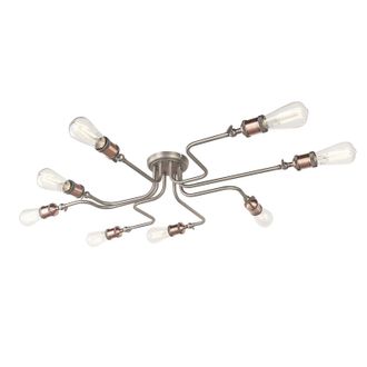 Loops Semi Flush Ceiling Light - Aged Copper & Aged Pewter Plate - 8 x 40W E27 GLS