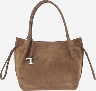 Tod's Womens Suede Shoulder Bag Brown Calfskin