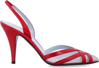 Valentino Garavani Schoenen, Dames, Rood, 38 EU, Leer, Mesh Slingback Pumps VLogo Signature Hak