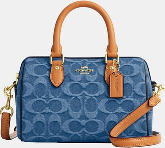 Coach Womens Mini Rowan Crossbody Bag In Signature Denim - Blue - One Size