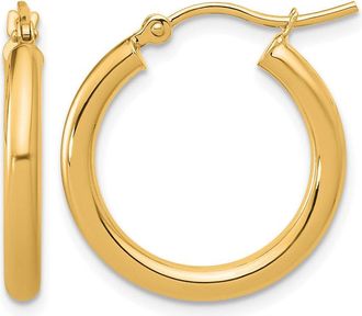 Diamond2Deal 14k Gold 2.5mm Round Shape Lightweight Tube Hoop Earrings