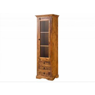 Massivmoebel24 Vetrina in legno di Acacia 60x44x190 miele dorato laccato oxford 0528