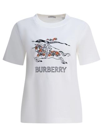 Burberry Cotton T-Shirt With Ekd T-Shirts Bianco-Donna