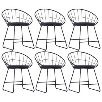 vidaXL Vidaxl - Sillas De Comedor Asientos De Cuero Sint&eacute;tico 6 Uds Acero Negro
