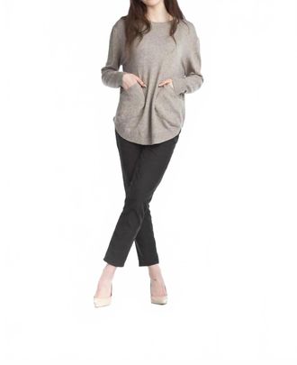 Papillon Rounded Hem Sweater Tunic Top In Silver