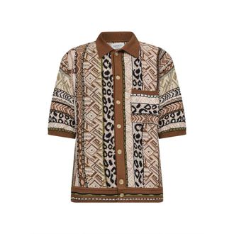 Laneus Cardigans, male, Multicolor, Size: S Jacquard Knit Shirt