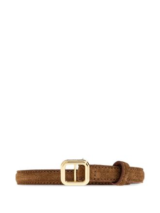 LI&Eacute; STUDIO Georgia Slim calf suede buckle belt - Brown