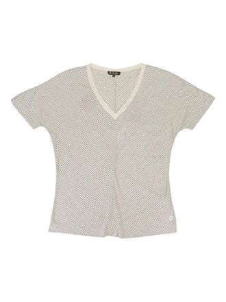 Loro Piana T-shirt a righe con scollo a V - Grigio