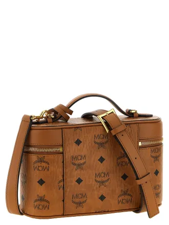 MCM Aren Coated Canvas Top Handle Bag - Cognac