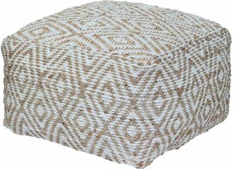 Homescapes Homescapes - Sierra Natural Diamond Pattern Jute Square Bean Filled Pouffe, 60 cm