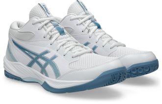 Asics Hallenschuh ASICS GEL-TASK MT 4, Herren, Gr. 42,5, wei&szlig;, saba blau, Textil, Schuhe Hallenschuh, f&uuml;r Hallensport